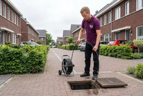 Loodgieter Zutphen van RST ontstopt een riool bij de oprit van een woning.